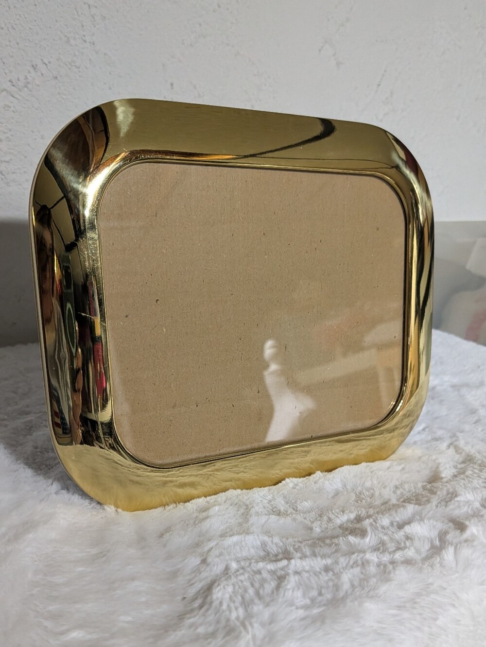 Mid Century Modern Brass 8" x 10" Opening Picture Frame Rounded Shiny